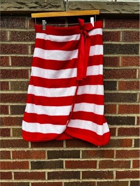 Blu Chic Red and White Striped Sherpa Swim Wrap